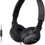 Sony MDR ZX110AP Wired On Ear Headphones with tangle free cable, 3.5mm Mini-jack pin, Headset with Mic for Phone Calls, Black, MDRZX110AP/B